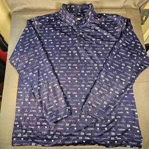 Fore Fathers Mens 4XL Navy Blue All Over Logo Print Quarter Zip Pullover Sweater